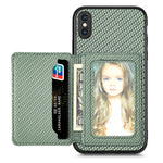 Custodia per telefono con borsa per carte magnetiche in fibra di carbonio, For iPhone XR, For iPhone XS Max, For iPhone SE 2022 / 2020 / 7 / 8, For iPhone 7 Plus / 8 Plus