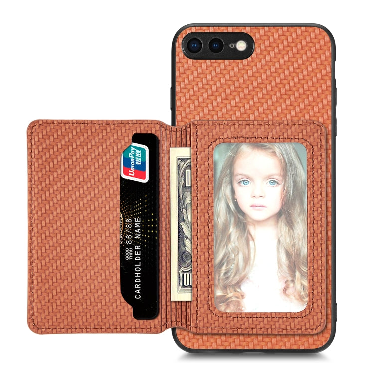 Custodia per telefono con borsa per carte magnetiche in fibra di carbonio, For iPhone XR, For iPhone XS Max, For iPhone SE 2022 / 2020 / 7 / 8, For iPhone 7 Plus / 8 Plus