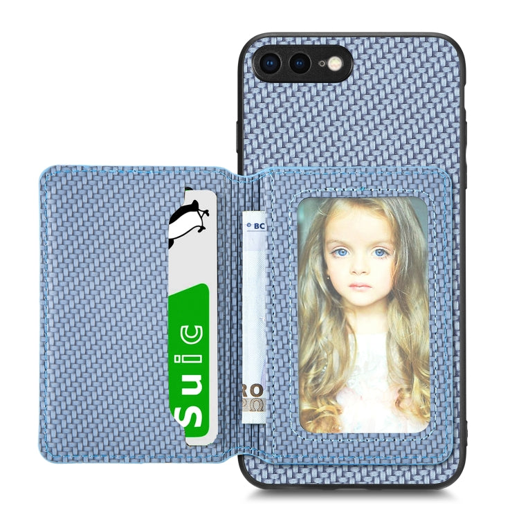 Custodia per telefono con borsa per carte magnetiche in fibra di carbonio, For iPhone XR, For iPhone XS Max, For iPhone SE 2022 / 2020 / 7 / 8, For iPhone 7 Plus / 8 Plus