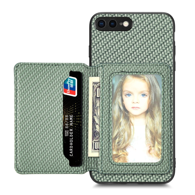 Custodia per telefono con borsa per carte magnetiche in fibra di carbonio, For iPhone XR, For iPhone XS Max, For iPhone SE 2022 / 2020 / 7 / 8, For iPhone 7 Plus / 8 Plus