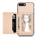 Custodia per telefono con borsa per carte magnetiche in fibra di carbonio, For iPhone XR, For iPhone XS Max, For iPhone SE 2022 / 2020 / 7 / 8, For iPhone 7 Plus / 8 Plus