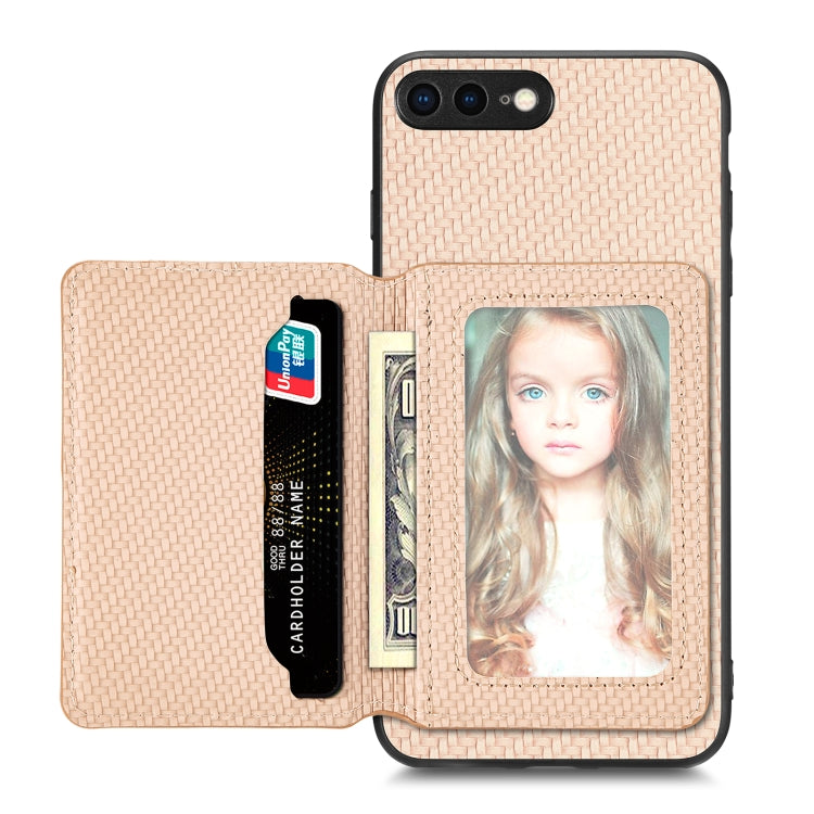 Custodia per telefono con borsa per carte magnetiche in fibra di carbonio, For iPhone XR, For iPhone XS Max, For iPhone SE 2022 / 2020 / 7 / 8, For iPhone 7 Plus / 8 Plus