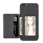 Custodia per telefono con borsa per carte magnetiche in fibra di carbonio, For iPhone 6 / 6s, For iPhone 6 Plus / 6s Plus