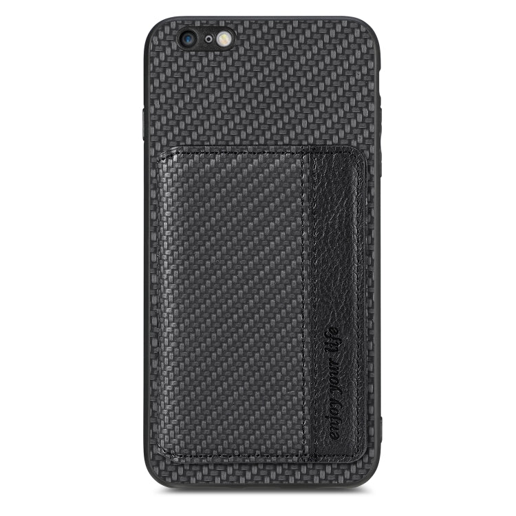 Custodia per telefono con borsa per carte magnetiche in fibra di carbonio, For iPhone 6 / 6s, For iPhone 6 Plus / 6s Plus