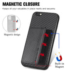 Custodia per telefono con borsa per carte magnetiche in fibra di carbonio, For iPhone 6 / 6s, For iPhone 6 Plus / 6s Plus