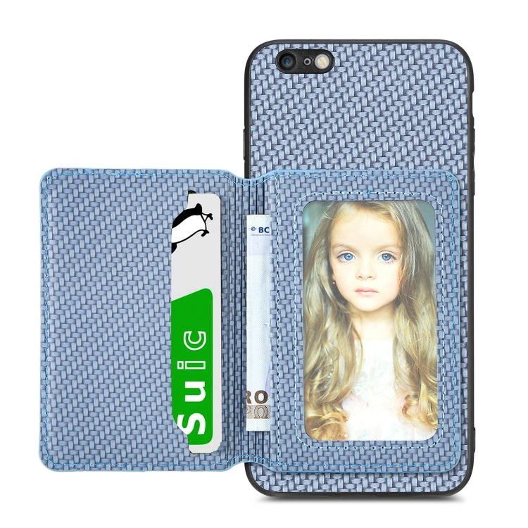 Custodia per telefono con borsa per carte magnetiche in fibra di carbonio, For iPhone 6 / 6s, For iPhone 6 Plus / 6s Plus