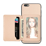 Custodia per telefono con borsa per carte magnetiche in fibra di carbonio, For iPhone 6 / 6s, For iPhone 6 Plus / 6s Plus