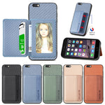 Custodia per telefono con borsa per carte magnetiche in fibra di carbonio, For iPhone 6 / 6s, For iPhone 6 Plus / 6s Plus