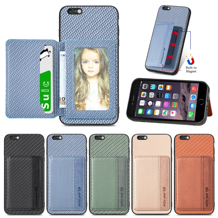 Custodia per telefono con borsa per carte magnetiche in fibra di carbonio, For iPhone 6 / 6s, For iPhone 6 Plus / 6s Plus