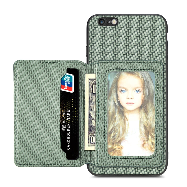Custodia per telefono con borsa per carte magnetiche in fibra di carbonio, For iPhone 6 / 6s, For iPhone 6 Plus / 6s Plus