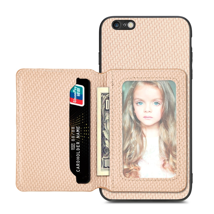 Custodia per telefono con borsa per carte magnetiche in fibra di carbonio, For iPhone 6 / 6s, For iPhone 6 Plus / 6s Plus