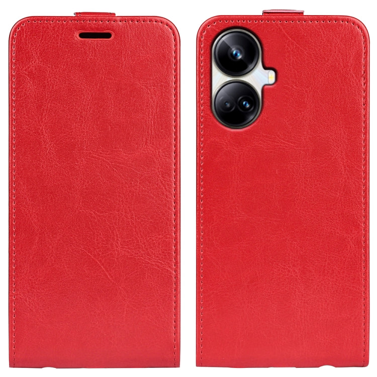 Per Realme 10 Pro + R64 Texture Custodia per telefono in pelle con vibrazione verticale singola, For Realme 10 Pro+