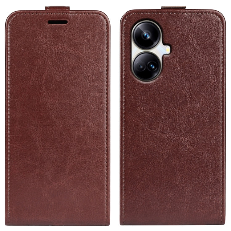 Per Realme 10 Pro + R64 Texture Custodia per telefono in pelle con vibrazione verticale singola, For Realme 10 Pro+