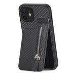 Custodia per telefono con cerniera verticale in fibra di carbonio, For iPhone 12 mini, For iPhone 12, For iPhone 12 Pro, For iPhone 12 Pro Max