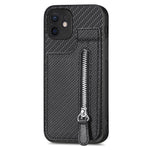 Custodia per telefono con cerniera verticale in fibra di carbonio, For iPhone 12 mini, For iPhone 12, For iPhone 12 Pro, For iPhone 12 Pro Max
