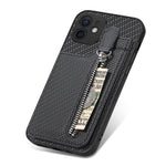 Custodia per telefono con cerniera verticale in fibra di carbonio, For iPhone 12 mini, For iPhone 12, For iPhone 12 Pro, For iPhone 12 Pro Max
