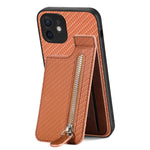 Custodia per telefono con cerniera verticale in fibra di carbonio, For iPhone 12 mini, For iPhone 12, For iPhone 12 Pro, For iPhone 12 Pro Max