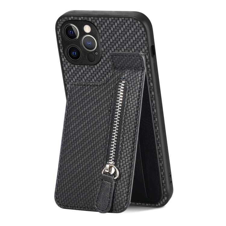 Custodia per telefono con cerniera verticale in fibra di carbonio, For iPhone 12 mini, For iPhone 12, For iPhone 12 Pro, For iPhone 12 Pro Max