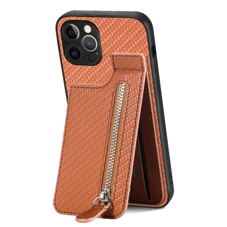 Custodia per telefono con cerniera verticale in fibra di carbonio, For iPhone 12 mini, For iPhone 12, For iPhone 12 Pro, For iPhone 12 Pro Max