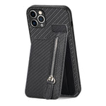 Custodia per telefono con cerniera verticale in fibra di carbonio, For iPhone 11, For iPhone 11 Pro, For iPhone 11 Pro Max, For iPhone X / XS