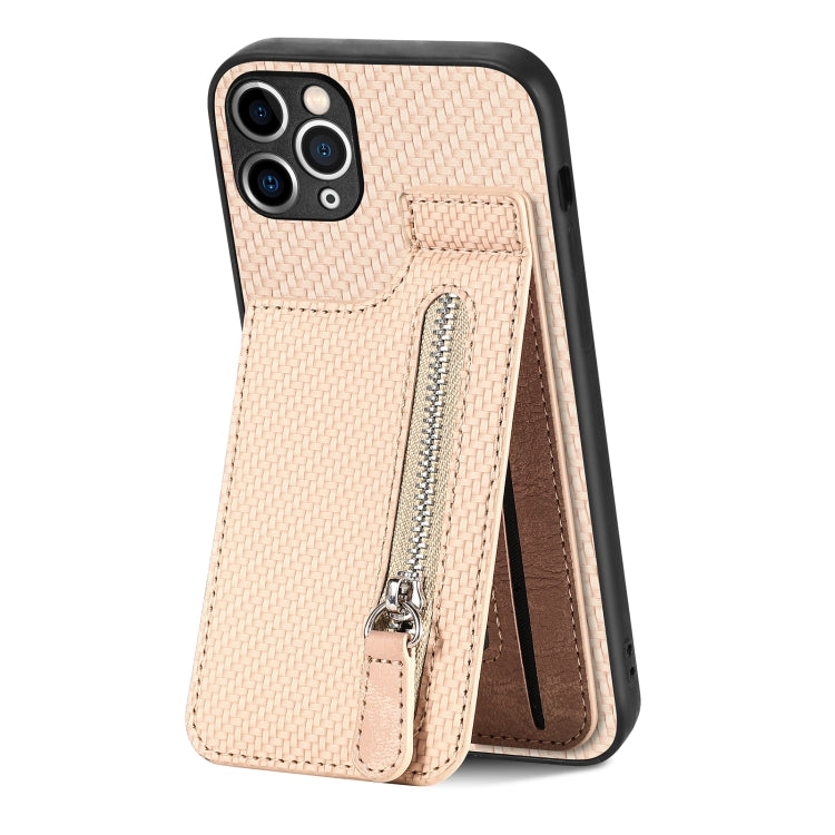 Custodia per telefono con cerniera verticale in fibra di carbonio, For iPhone 11, For iPhone 11 Pro, For iPhone 11 Pro Max, For iPhone X / XS