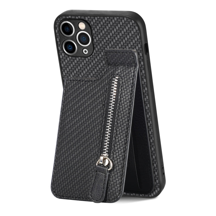 Custodia per telefono con cerniera verticale in fibra di carbonio, For iPhone 11, For iPhone 11 Pro, For iPhone 11 Pro Max, For iPhone X / XS