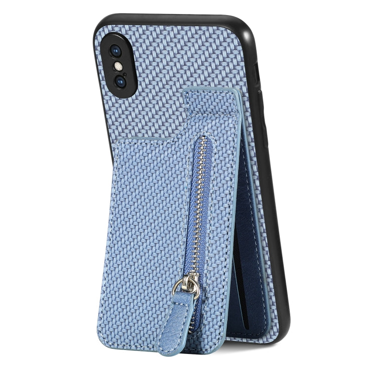 Custodia per telefono con cerniera verticale in fibra di carbonio, For iPhone 11, For iPhone 11 Pro, For iPhone 11 Pro Max, For iPhone X / XS