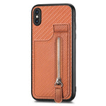 Custodia per telefono con cerniera verticale in fibra di carbonio, For iPhone 11, For iPhone 11 Pro, For iPhone 11 Pro Max, For iPhone X / XS