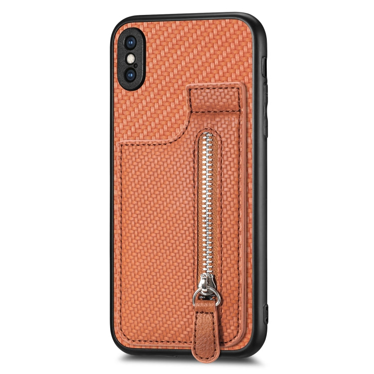 Custodia per telefono con cerniera verticale in fibra di carbonio, For iPhone 11, For iPhone 11 Pro, For iPhone 11 Pro Max, For iPhone X / XS