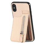 Custodia per telefono con cerniera verticale in fibra di carbonio, For iPhone 11, For iPhone 11 Pro, For iPhone 11 Pro Max, For iPhone X / XS