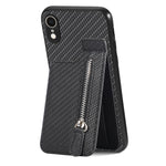 Custodia per telefono con cerniera verticale in fibra di carbonio, For iPhone XR, For iPhone XS Max, For iPhone SE 2022 / 2020 / 7 / 8, For iPhone 7 Plus / 8 Plus