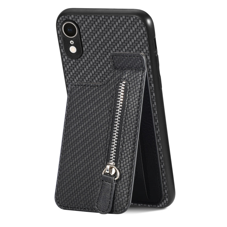 Custodia per telefono con cerniera verticale in fibra di carbonio, For iPhone XR, For iPhone XS Max, For iPhone SE 2022 / 2020 / 7 / 8, For iPhone 7 Plus / 8 Plus