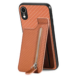 Custodia per telefono con cerniera verticale in fibra di carbonio, For iPhone XR, For iPhone XS Max, For iPhone SE 2022 / 2020 / 7 / 8, For iPhone 7 Plus / 8 Plus