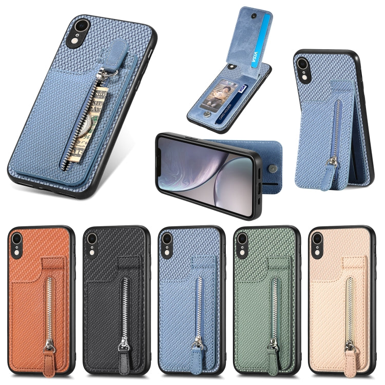 Custodia per telefono con cerniera verticale in fibra di carbonio, For iPhone XR, For iPhone XS Max, For iPhone SE 2022 / 2020 / 7 / 8, For iPhone 7 Plus / 8 Plus