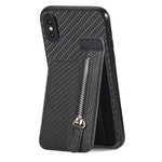 Custodia per telefono con cerniera verticale in fibra di carbonio, For iPhone XR, For iPhone XS Max, For iPhone SE 2022 / 2020 / 7 / 8, For iPhone 7 Plus / 8 Plus