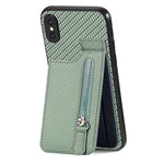 Custodia per telefono con cerniera verticale in fibra di carbonio, For iPhone XR, For iPhone XS Max, For iPhone SE 2022 / 2020 / 7 / 8, For iPhone 7 Plus / 8 Plus