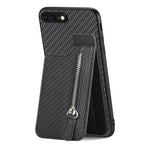 Custodia per telefono con cerniera verticale in fibra di carbonio, For iPhone XR, For iPhone XS Max, For iPhone SE 2022 / 2020 / 7 / 8, For iPhone 7 Plus / 8 Plus