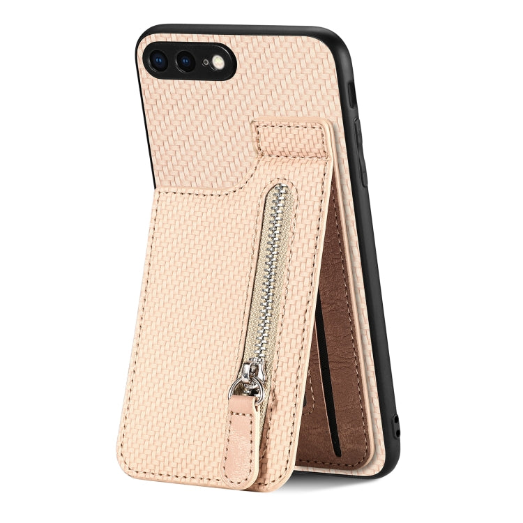 Custodia per telefono con cerniera verticale in fibra di carbonio, For iPhone XR, For iPhone XS Max, For iPhone SE 2022 / 2020 / 7 / 8, For iPhone 7 Plus / 8 Plus