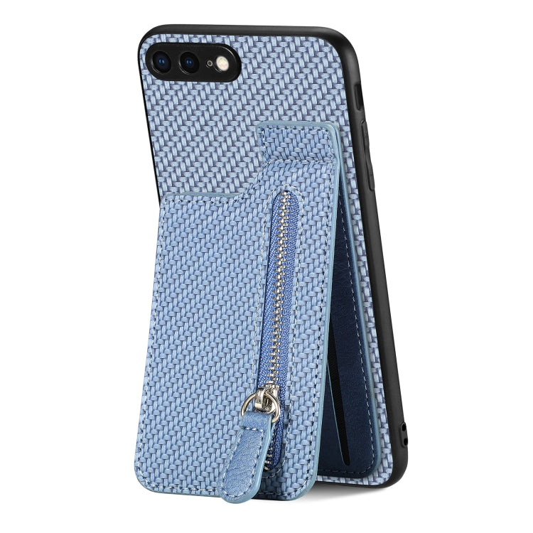 Custodia per telefono con cerniera verticale in fibra di carbonio, For iPhone XR, For iPhone XS Max, For iPhone SE 2022 / 2020 / 7 / 8, For iPhone 7 Plus / 8 Plus