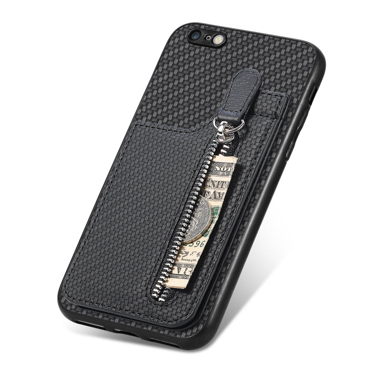 Custodia per telefono con cerniera verticale in fibra di carbonio, For iPhone 6 / 6s, For iPhone 6 Plus / 6s Plus