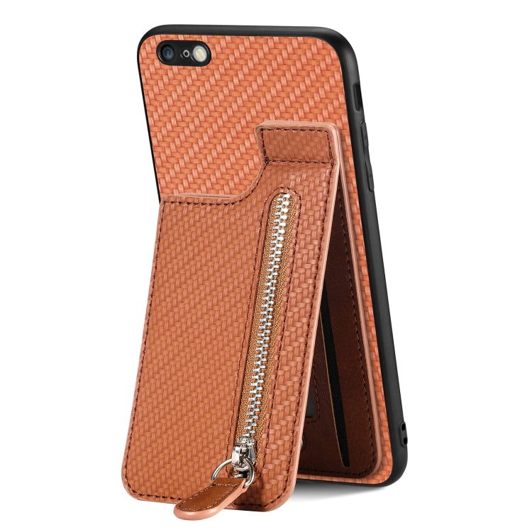 Custodia per telefono con cerniera verticale in fibra di carbonio, For iPhone 6 / 6s, For iPhone 6 Plus / 6s Plus