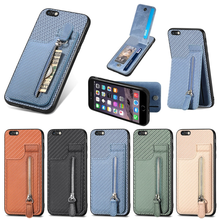 Custodia per telefono con cerniera verticale in fibra di carbonio, For iPhone 6 / 6s, For iPhone 6 Plus / 6s Plus