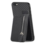 Custodia per telefono con cerniera verticale in fibra di carbonio, For iPhone 6 / 6s, For iPhone 6 Plus / 6s Plus