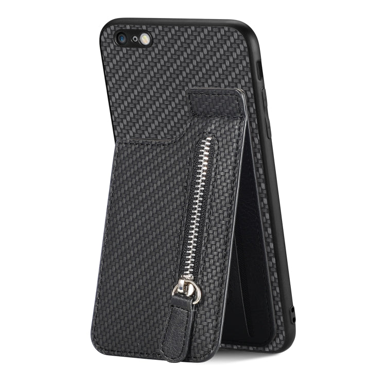 Custodia per telefono con cerniera verticale in fibra di carbonio, For iPhone 6 / 6s, For iPhone 6 Plus / 6s Plus