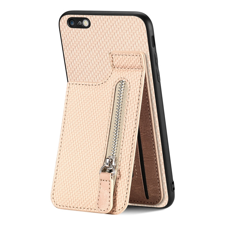 Custodia per telefono con cerniera verticale in fibra di carbonio, For iPhone 6 / 6s, For iPhone 6 Plus / 6s Plus