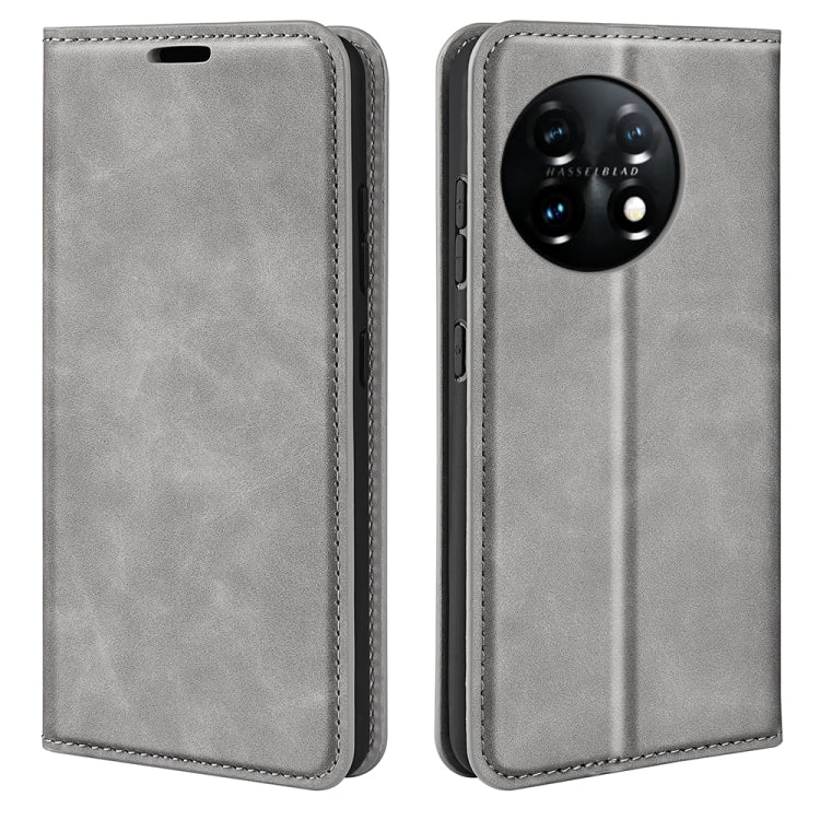 Per OnePlus 11 Custodia per telefono in pelle con ventosa magnetica retro-pelle, For OnePlus 11