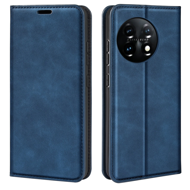 Per OnePlus 11 Custodia per telefono in pelle con ventosa magnetica retro-pelle, For OnePlus 11