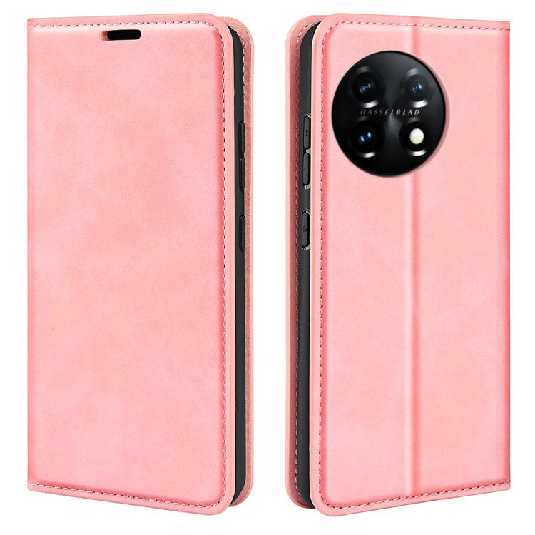 Per OnePlus 11 Custodia per telefono in pelle con ventosa magnetica retro-pelle, For OnePlus 11