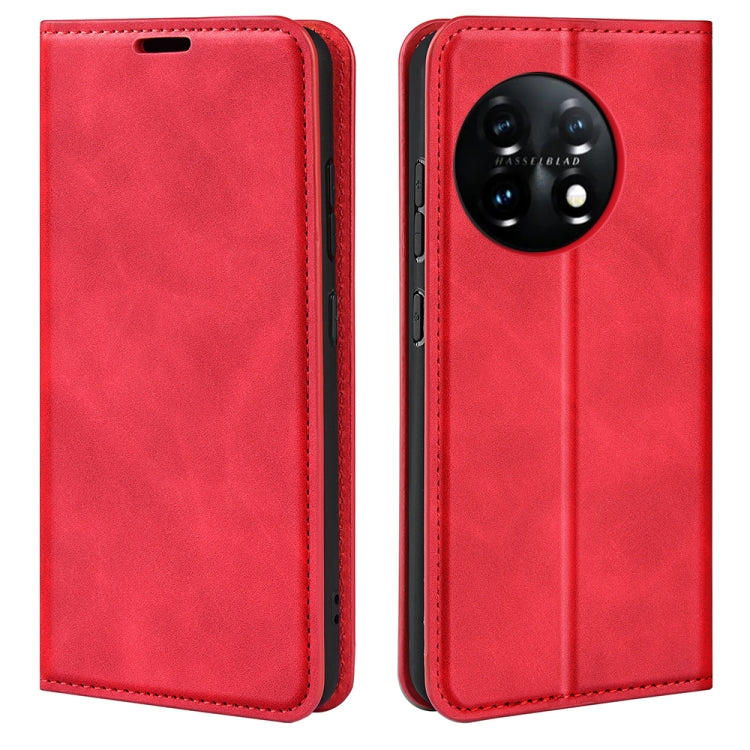 Per OnePlus 11 Custodia per telefono in pelle con ventosa magnetica retro-pelle, For OnePlus 11
