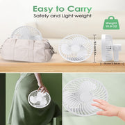 Ventilatore da campeggio per tenda portatile da esterno ricaricabile multifunzionale a LED, Black, White